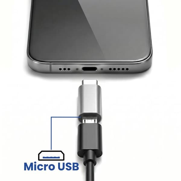 OTG Micro-USB hona till USB-C hane adapter omvandlare Blue Star Silver