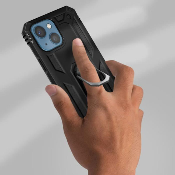 iPhone 13 Mini-fodral - AVIZAR - Stötbeständig - Video Stödhållare - Svart - Bi-material Svart