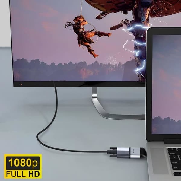 Videoadapter - USB-C - VGA - Opløsning 1080p - Kompakt - Grå