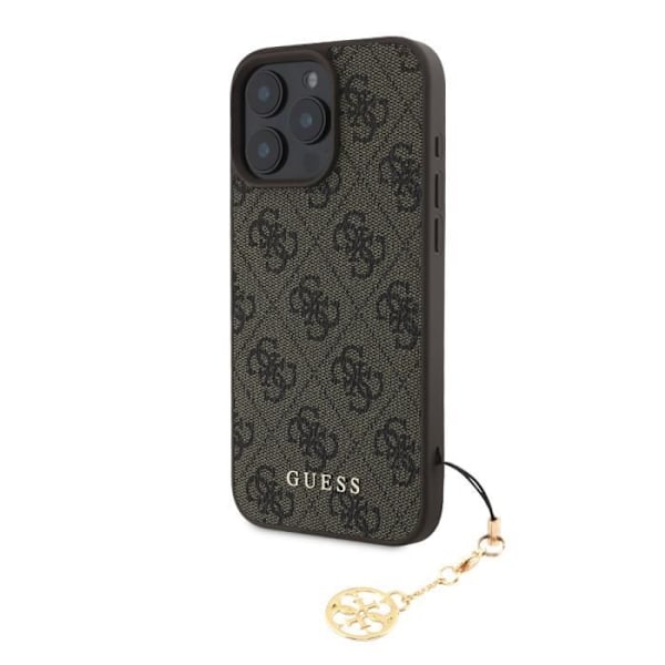 Coque bagtil iPhone 16 Pro Max med 4G print fra Guess i brun kastanj