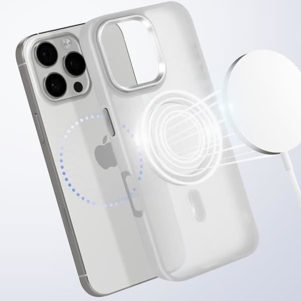 Coque MagSafe - Frostfarve - iPhone 16 Pro - Mat Ryg - Blød Kant - Antiskrid Grå
