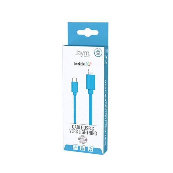 Lightning-kaapeli USB-C PD 12W Lataus ja Synkronointi POP-kokoelma 1,5m Jaym Sininen Blå