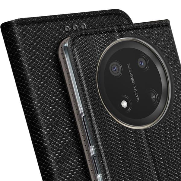 Etui til Honor Magic 7 Lite - Honor - Magnetisk Klap - Kunstlæder - Kortopbevaring - Sort Svart