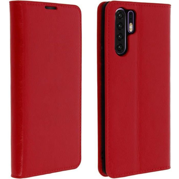 Etui - Huawei - P30 Pro - Äkta läder - Röd - Videostöd Röd