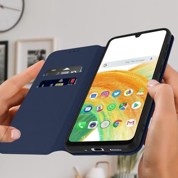AVIZAR Samsung Galaxy A33 5G etui - Flip Wallet Video Support - Midnight Blue Midnattsblå