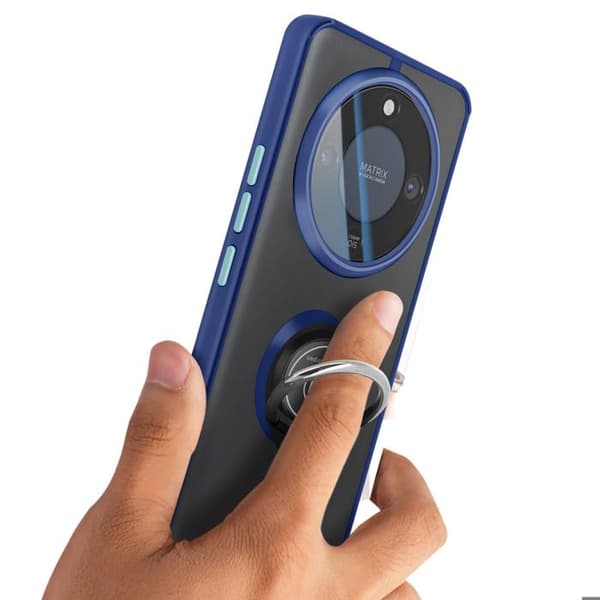 Skyddsfodral för Honor Magic 8 Lite, Bi-material med magnetring, Mörkblå Blå