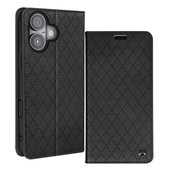 Foliofodral till iPhone 16 Plus - AVIZAR - Diamant - Korthållare - Videostöd - Svart Svart