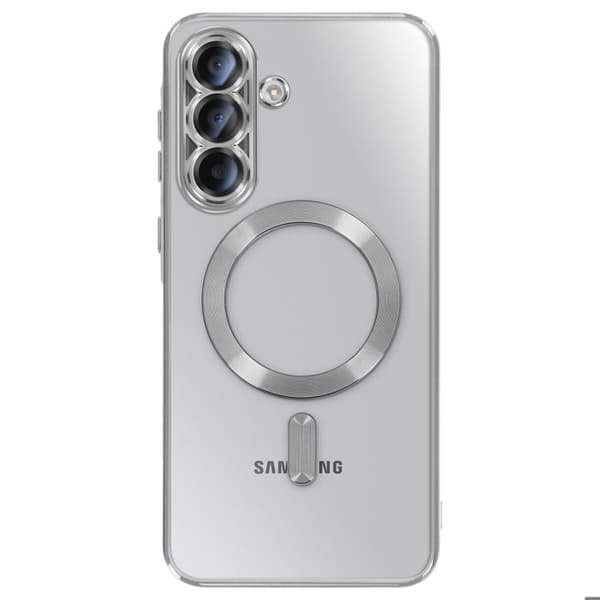 Skydd för Galaxy A37 Kompatibel med MagSafe med Silverfärgad Kant Grå