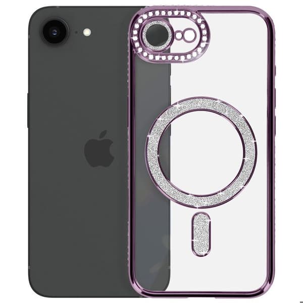 Coque Magsafe - iPhone 16e - Lilla - Strass - Holdbar og elegant Violett