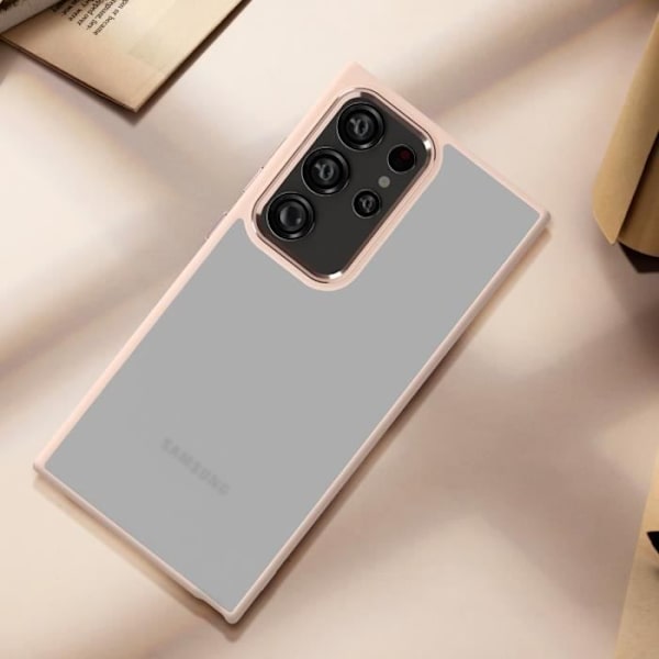 Kotelo - AVIZAR - Samsung S24 Ultra - Jäykkä - Puuterivaaleanpunainen savustettu muotoilu - Kestää iskuja ja naarmuja Rosa
