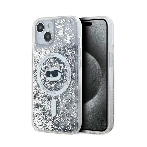 Karl Lagerfeld Liquid Glitter Choupette Head MagSafe - kotelo iPhonelle 15/14/13 (kirkas)