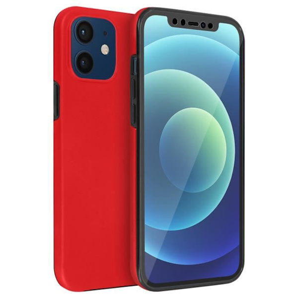 Coque - Apple - iPhone 12 / 12 Pro - Hård Bakre Skydd - Mjuk Framsida - Röd Röd