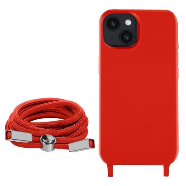 Coque iPhone 14 - AVISERA - Semi-rigård - Justerbar snodd 80cm - Röd Röd