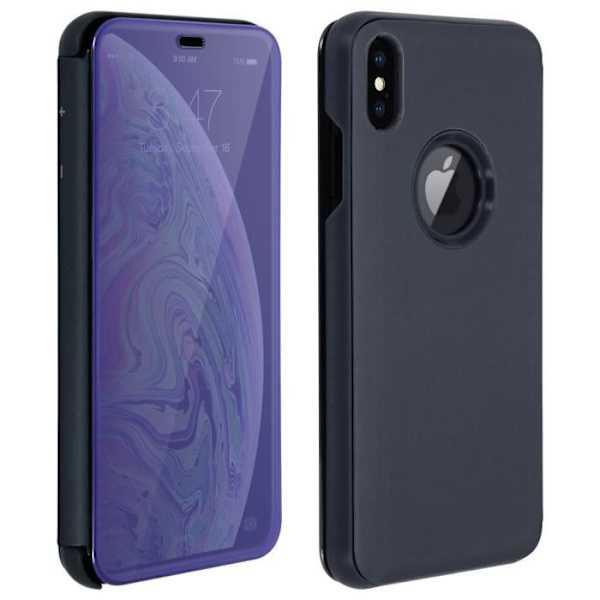 Skal till iPhone XS Max Folio Mirror Ultratunn Flip Translucent - Midnattsblå Blå