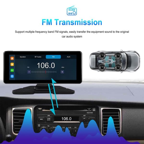 6,86" Carplay-skærm til bil med touch, Bluetooth og rygkamera, sort