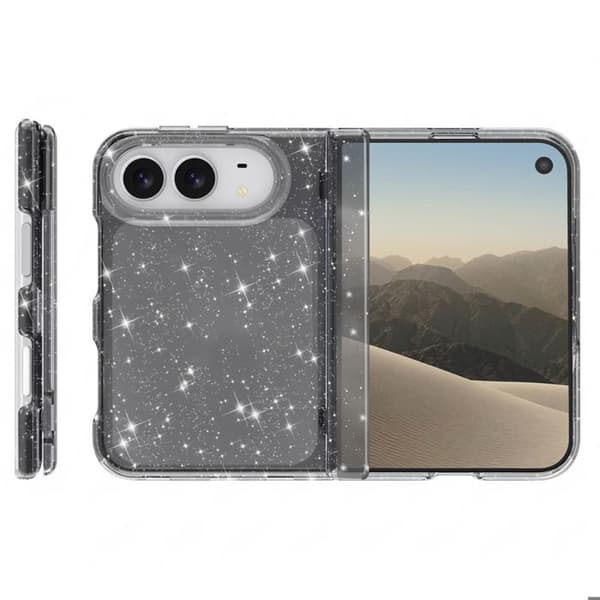 Glitteret cover til iPhone Duo med blød stødabsorberende kant i sort Svart