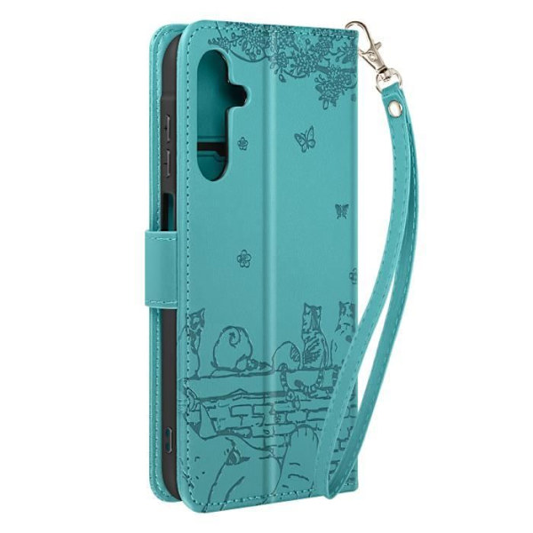 Cat Fodral till Samsung Galaxy A15 5G - AVIZAR - Kawaii Cat Cover - Halvstyvt - Blank - Flik Blå