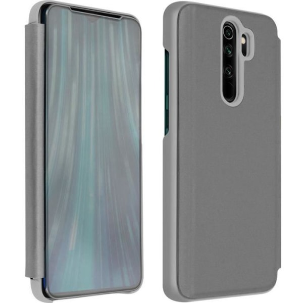 Cover Xiaomi Redmi Note 8 Pro Translucent Flip Mirror Silver Video Support Grå