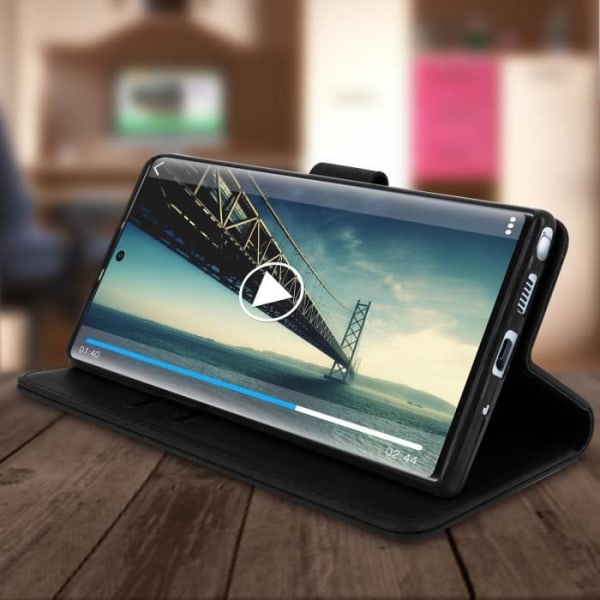 Etui - AVIZAR - Galaxy Note 10 Plus - Helt dæksel - Kortlomme - Video Support Funktion Svart