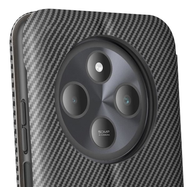 Kolfodral för Xiaomi Redmi 14C med RFID-skydd och kortfack, svart stöd Svart