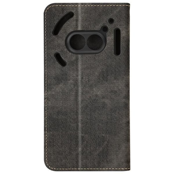 Kotelo Nothing Phone 2a Denim Texture -lompakko ja teline musta Svart