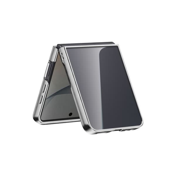 Fodral för Galaxy Z Flip 8 med led och silverfärgad kant Grå