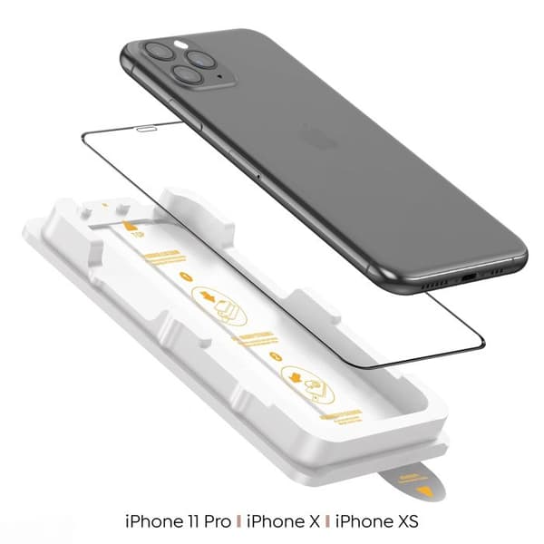 Härdat glas för iPhone 11 Pro / X / XS Stötsäker med installationskit Magic Box Zanaé Transparent Vit