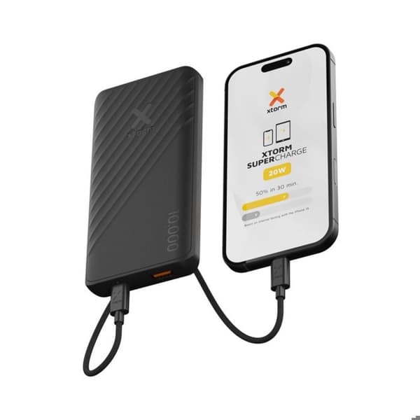 Ekstern Batteri 10000mAh Go2 Serie USB-C 20W / USB-A 18W Xtorm Sort Svart