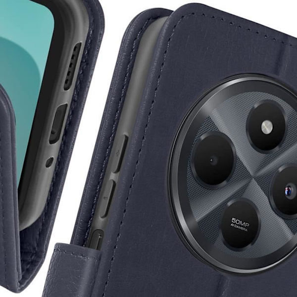 Fodral till Xiaomi Redmi 14C - AVIZAR - Wallet Flip and Video Support - Midnight Blue Blå
