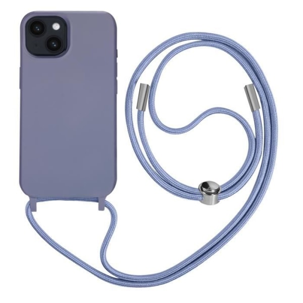 iPhone 14 Plus Halvstyvt sladdfodral med halsband 80cm lila