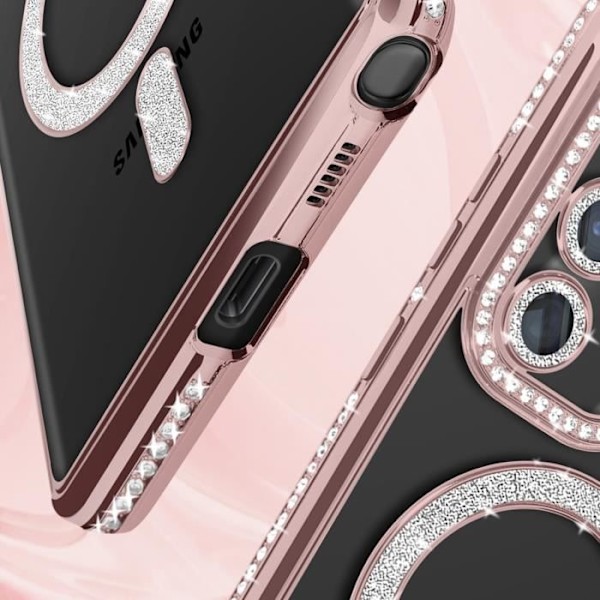 Diamantfodral till Samsung Galaxy S22 Ultra MagSafe Contour Rhinestone Pink Champagne Rosa