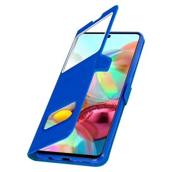 Beskyttelseshætte - AVIZAR - Galaxy A71 - Dobbelt vindue - Støttefunktion - Fleksibel Blå