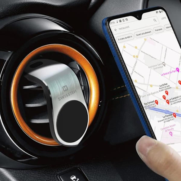Tuki Auto - Swissten - Magneettinen - Kääntyvä 360° - Ilmastointikanavan Kiinnitys - Hopea Harmaa Silvergrå