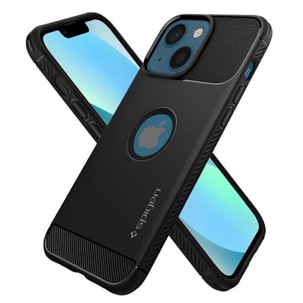 iPhone 13 etui - Spigen - Robust rustning - Stødsikker Silikone Carbon Finish Svart