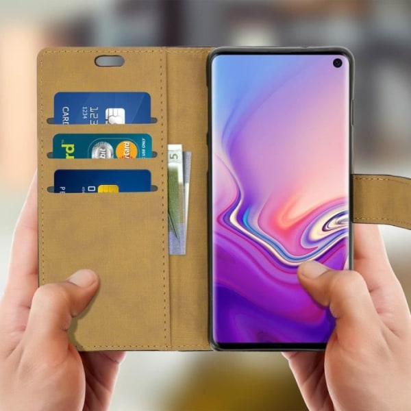 Housse - Samsung - Galaxy S10 - Etui Portefeuille - Stiv Beskyttelse - Video Støtte Svart