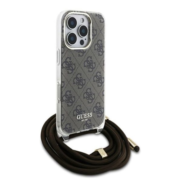Coque pour iPhone 16 Pro - Guess Crossbody Cord 4G Print (GUHCP16LHC4SEW) - Ruskea