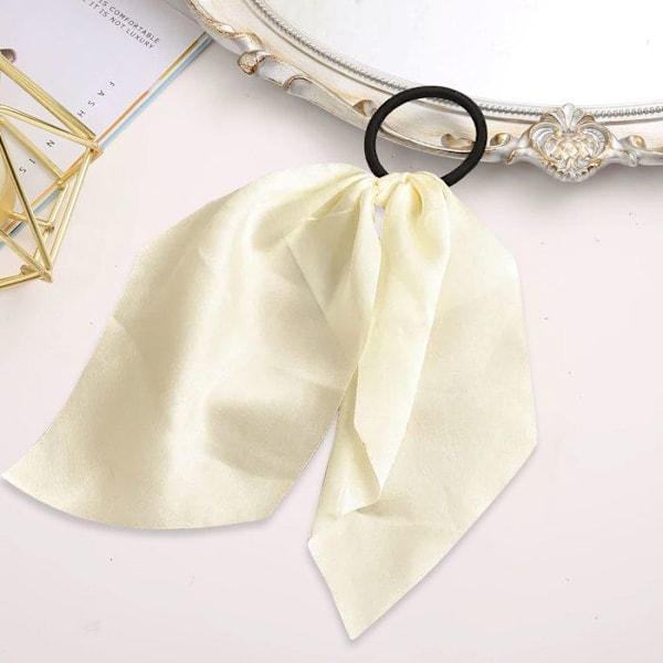 Elastisk tørklæde - AVIZAR - Satin ensfarvet elfenben - Komfortabel - Elegant - Let at binde Vit