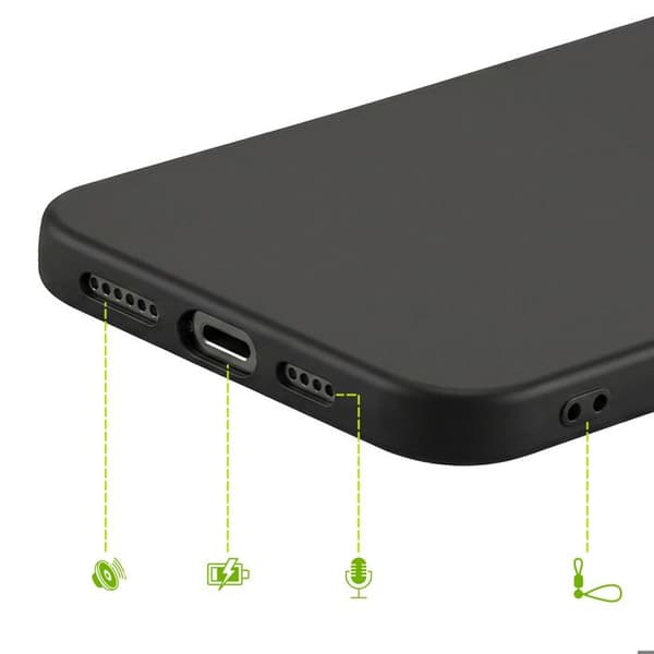 Silicone Cover til iPhone 15 Pro Max med Diskret Stødbeskyttelse Mayaxess Sort Svart