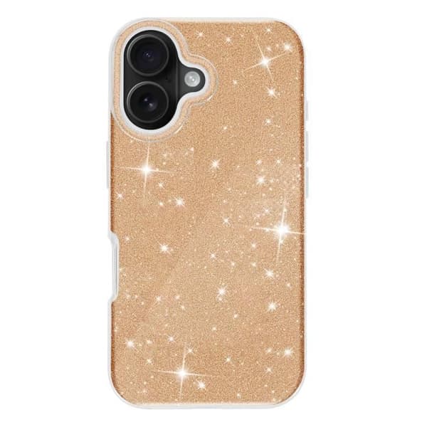 Coque - iPhone 16 - Stødabsorberende - Glitter - Skinnende Guld Gul