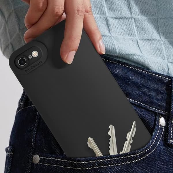 AVIZAR Cover til iPhone 7/8/SE2020/SE2022 - Blød silikone - Forstærket kamerabeskyttelse - Sort Svart