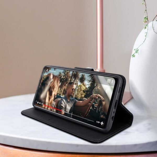 Housse Oppo - A73 5G - Kortholder - Videostøtte - Sort - Semi-hård Svart