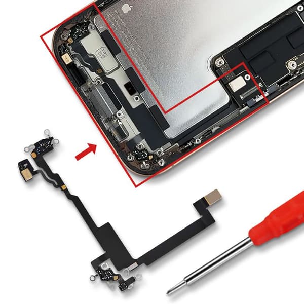 Nappe Signal Opladerstik til Reparation af iPhone 16 Pro Sort Svart