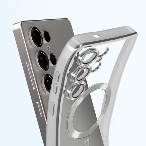 Coque MagSafe - Samsung Galaxy S25 Ultra - Silikon - Silver Chrome Kontur - Helhetskydd Grå