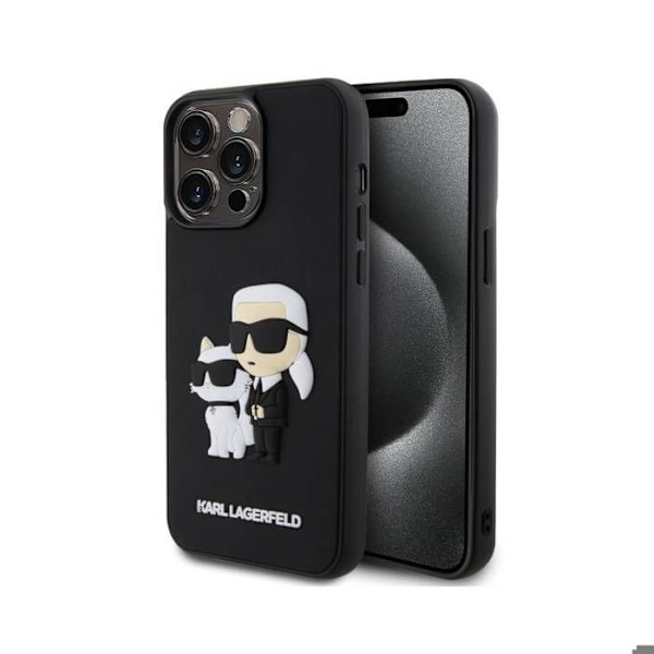 Coque til iPhone 14 Pro Max 3D Karl og Choupette Forstærket Karl Lagerfeld Sort Svart