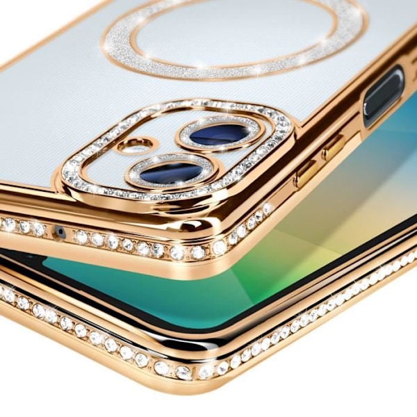 Coque Diamant pour Samsung Galaxy A06 MagSafe Contour Strass Dorée Gul