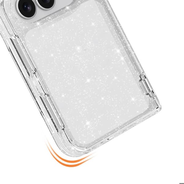 Glitteret cover til iPhone Duo med blød stødabsorberende kant i hvid Vit