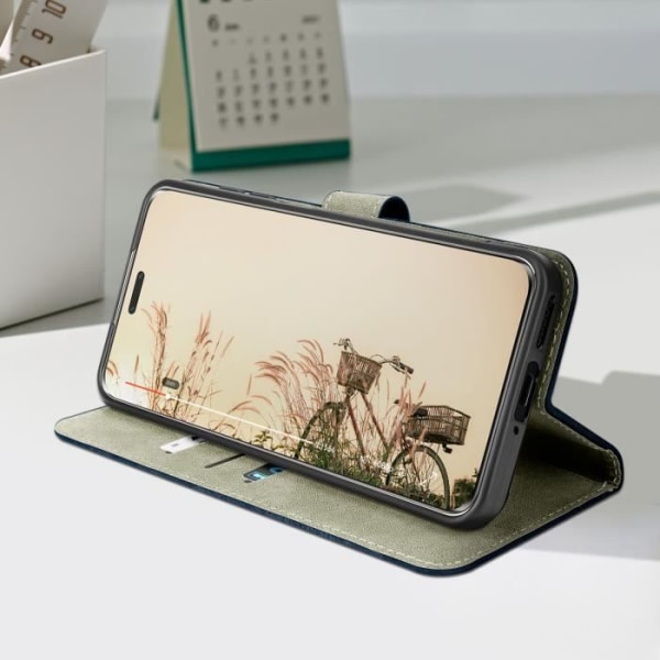 Kotelo Honor Magic 6 Pro Brushed Effect Walletille ja Stand Midnight Bluelle