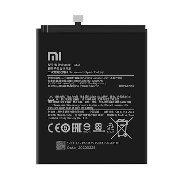 Internt batteri til Xiaomi Mi 8 Lite - XIAOMI - BM3J - 3250mAh - Lithium Ion - Sort