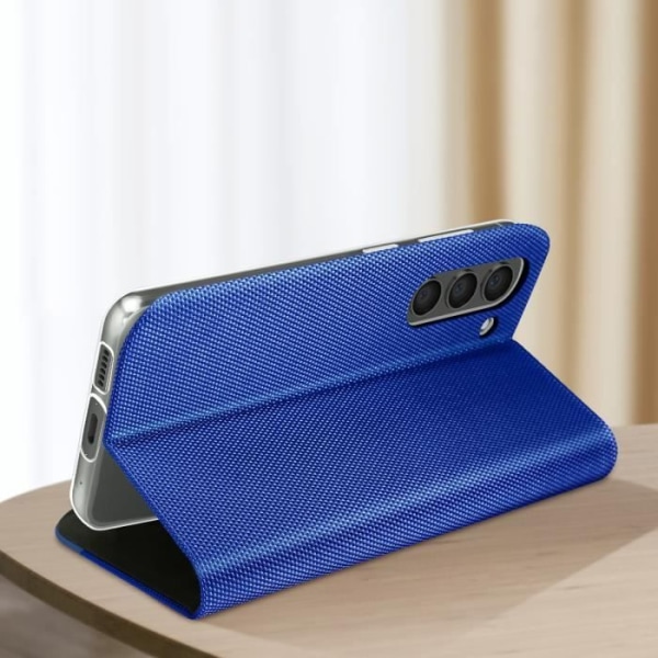 Suojakuori on yhteensopiva Samsung S23 Plus Fabric Folio Blue -kotelon kanssa