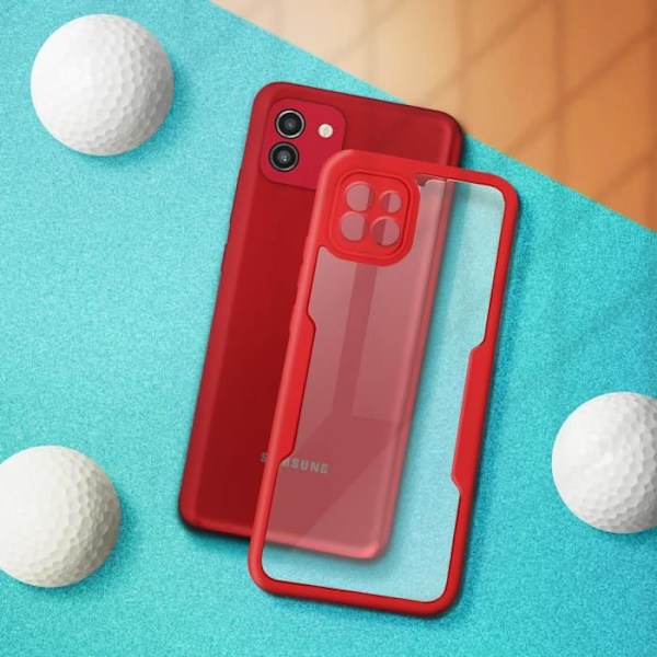 AVIZAR helfodral till Samsung Galaxy A03 - Plexiglas bak, polymer fram - Röd Röd